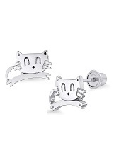 ravishing silver baby cat baby earrings